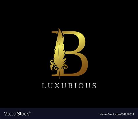 Golden feather letter b luxury brand logo icon Vector Image