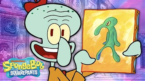 squidward's paintings of himself - hawaiianflowernailarttutorial