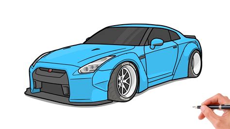 How to draw a NISSAN GT-R R35 LIBERTY WALK / drawing nissan gtr r 35 ...