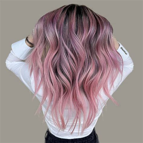 Brown Hair With Pastel Pink Highlights