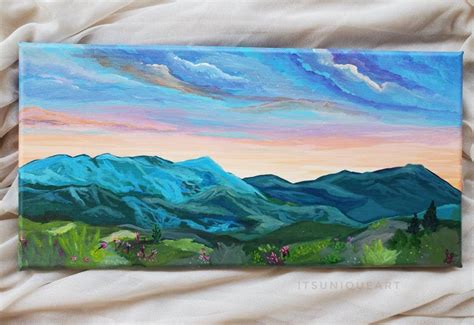 Colorful Mountain Sunset Acrylic Painting on Canvas Original - Etsy