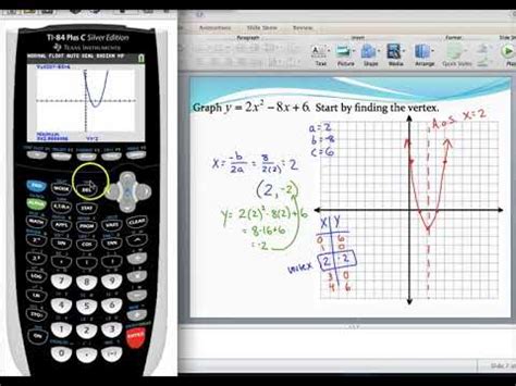 Graphing a parabola in standard form and finding vertex using a ...