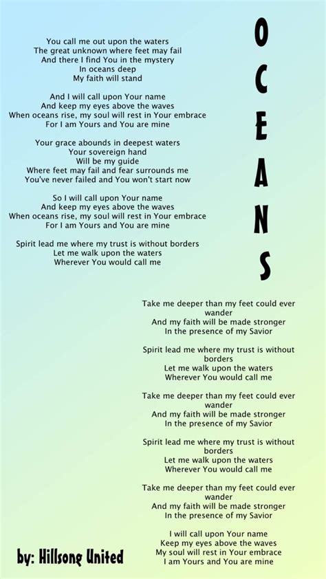 Oceans Lyrics | Praise songs, Worship songs lyrics, Worship lyrics