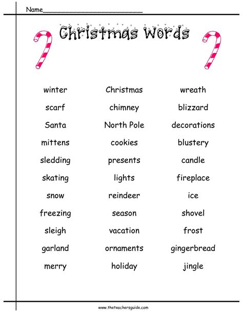 Christmas Printouts from The Teacher's Guide | Christmas words, Holiday ...