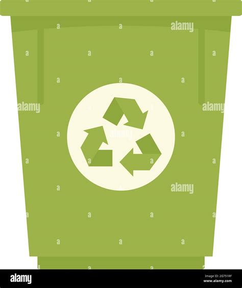 Green recycle bin icon flat isolated vector Stock Vector Image & Art ...