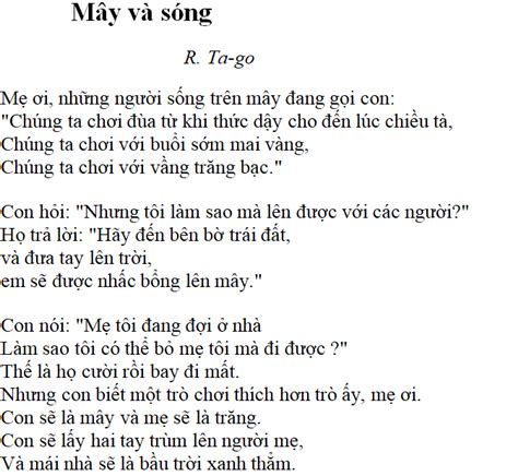 Bài thơ: Mây và sóng - Nội dung bài thơ, Hoàn cảnh sáng tác, Dàn ý phân ...