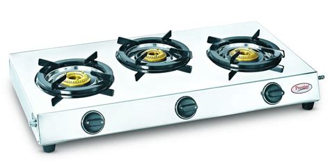 Buy Prestige Perfect Stainless Steel 3 Burner Gas Stove, Metallic ...