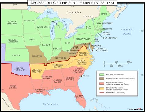 Secession of the Southern States, 1861 Map | Maps.com.com