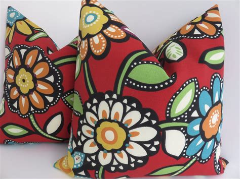 Outdoor Indoor Red Green Blue Yellow Pillow Covers Aqua - Etsy