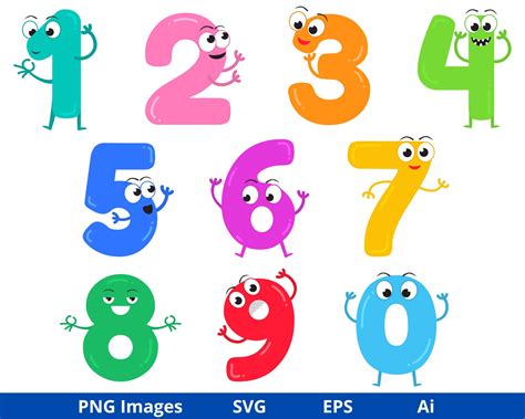 Cute Numbers Clipart, Colored Numbers Clipart, Numbers SVG, Numbers ...