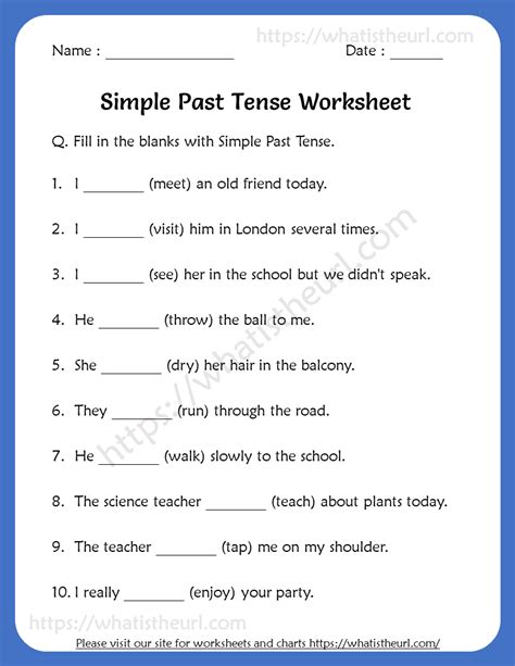 Simple Past Tense Worksheets For 5th Grade - Your Home Teacher