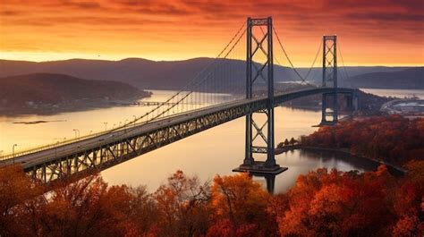 Premium AI Image | Bear Mountain Bridge at sunrise long exposure Bear ...