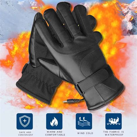 Winter Electric Heated Gloves 1 Pair Skiing Gloves Thermal Hand Warmer ...