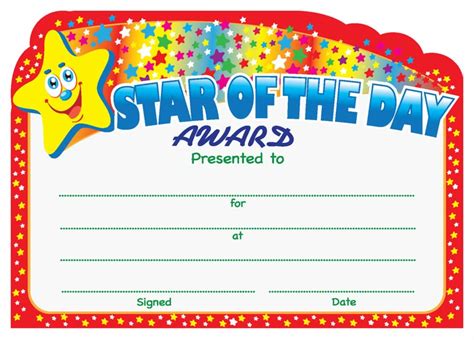 Star of the Day Certificate - School Merit Stickers