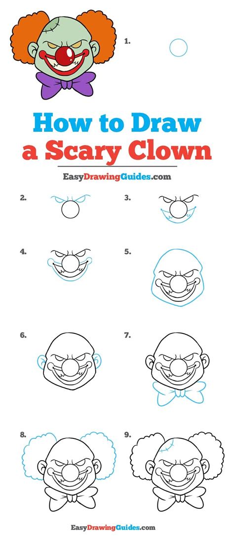 How to Draw a Scary Clown - Really Easy Drawing Tutorial | Scary ...