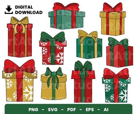 10 Clipart - Christmas Gift Box - EclipArtCo