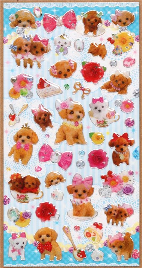 kawaii dogs with bows Epoxy stickers from Japan - modeS4u