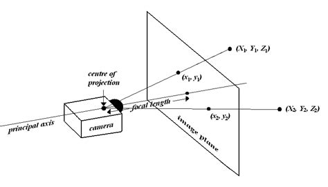 2: Perspective projection of two points via the pinhole camera model ...