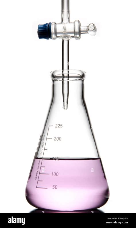 Titration with HCl being added to NaOH and phenolphthalein. First in a ...