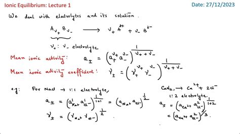 Ionic Equilibrium: Lecture 1 - YouTube