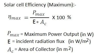 Solar Cell Efficiency calculator-Solar Cell Efficiency Formula