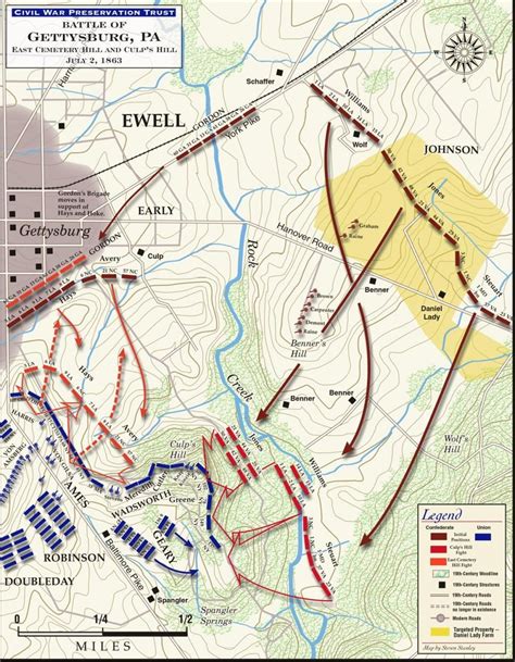 Gettysburg - East Cemetery and Culp's Hill, July 2, 1863