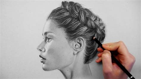 Timelapse | Drawing, shading and blending a realistic profile portrait ...