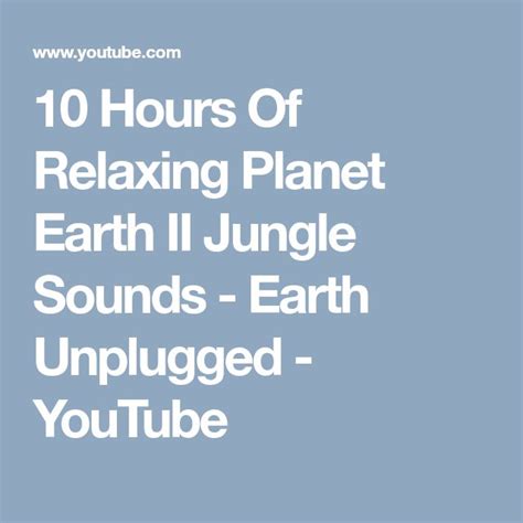 10 Hours Of Relaxing Planet Earth II Jungle Sounds - Earth Unplugged ...