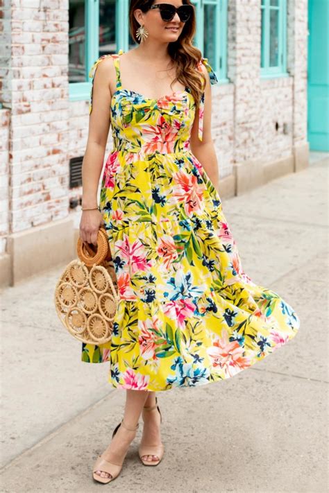 Eliza J Yellow Floral Midi Dress in New York City - Style Charade