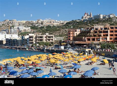 Melliah and Mellieha Bay beach, Malta Stock Photo - Alamy