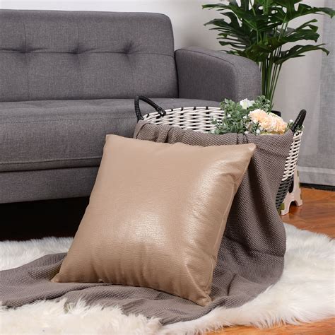 Faux Leather Pillow Covers, Decorative Throw Cushion Covers for for ...