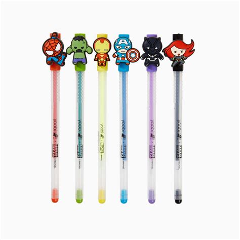 Yoobi x Marvel Avengers Gel Pens with Charms, 6 Pack