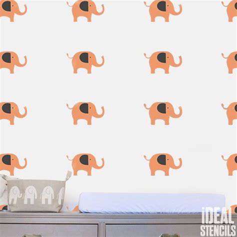 Elephant Nursery Stencil, Paint a Bespoke Wall Pattern of Elephants on ...