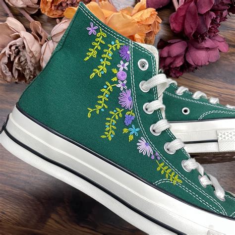 Converse Custom Floral Embroidery Converse Custom Embroidery - Etsy