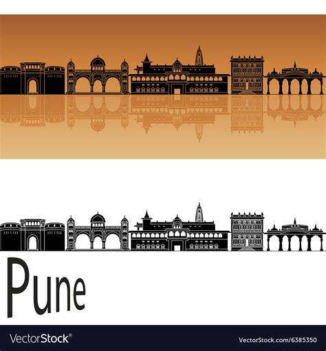 Pune skyline in orange Royalty Free Vector Image