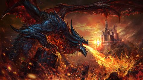 Wallpaper : fantasy art, fire, dragon, creature, artwork 1920x1082 ...