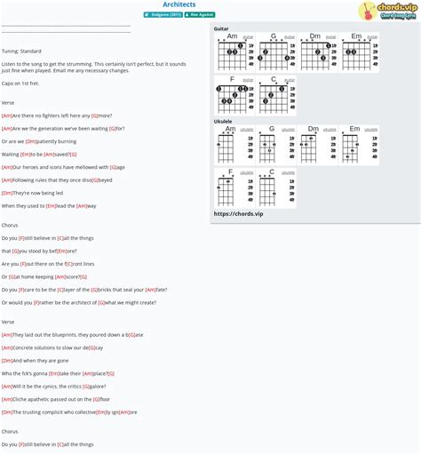 Chord: Architects - Rise Against - tab, song lyric, sheet, guitar ...