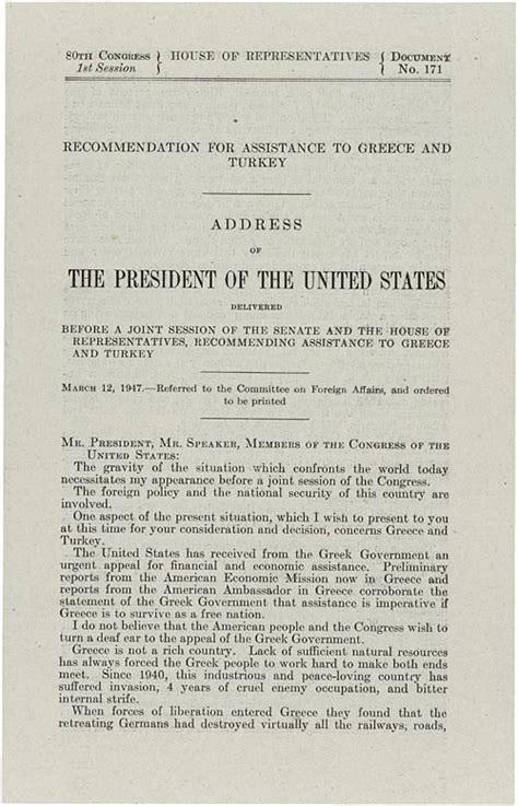 Truman Doctrine (1947) | National Archives