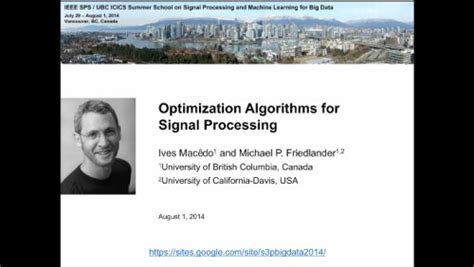 Optimization Algorithms for Signal Processing | IEEE Signal Processing ...