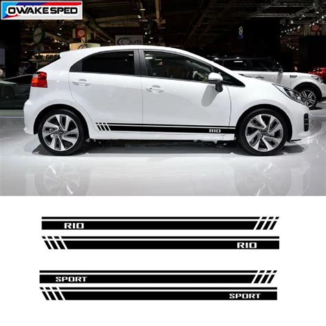 For KIA RIO Sport Door Side Skirt Stripes Car Styling Body Decor ...