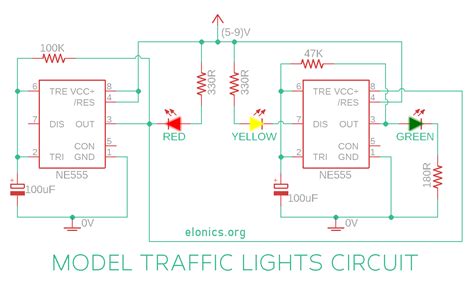 Traffic Light Circuit Using 555 Timer