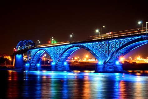 Peace Bridge At Night Photograph by Robert Deak