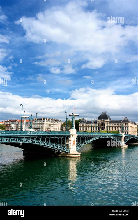 famous bridge on the Rhone river in Lyon city Stock Photo - Alamy