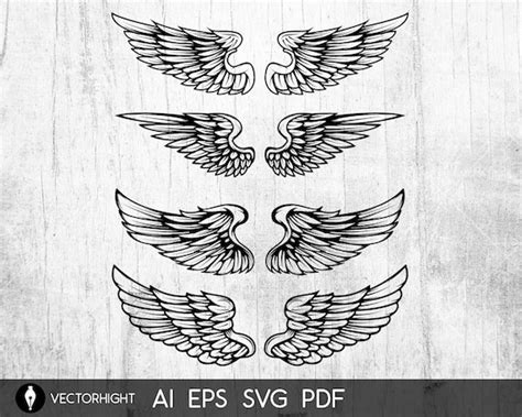 Bird Wings Illustrations in Tattoo Style. Eagle Wings Vector - Etsy