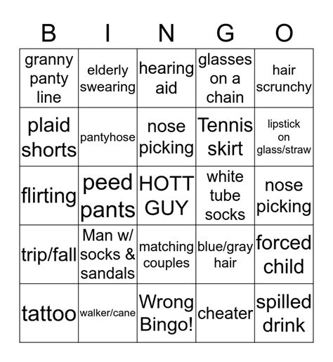 Bar Bingo Card