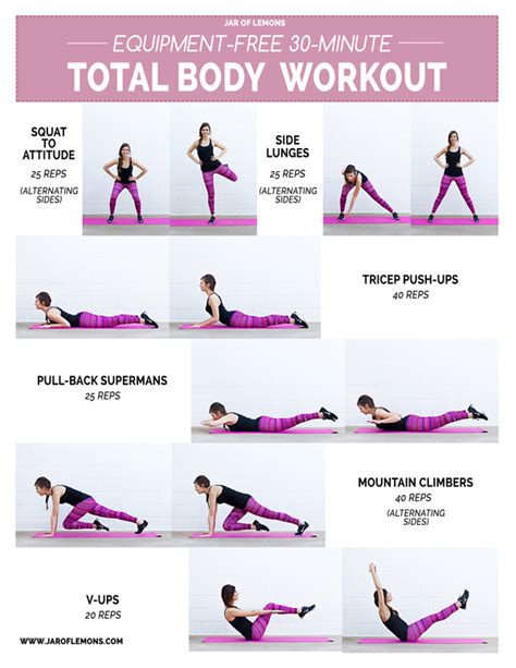 Equipment-Free 30-Minute Total Body Workout - Jar Of Lemons