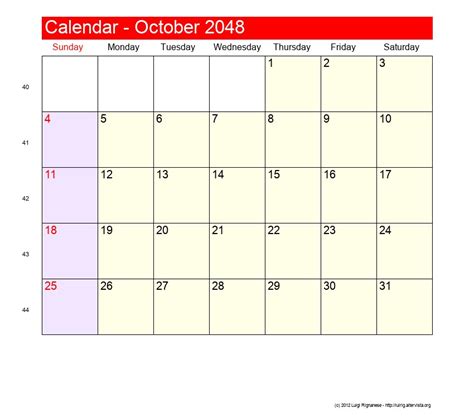 October 2048 - Roman Catholic Saints Calendar