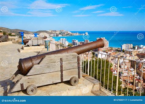 Cullera Cannon in the Castle Top with Aerial Skyline Stock Image ...