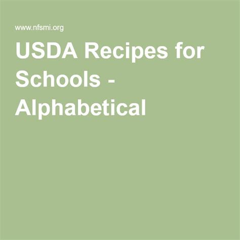 USDA Recipes for Schools - Alphabetical | School lunch recipes, School ...