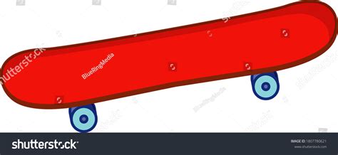 Red Skateboard Cartoon Style Isolated On Stock Vector (Royalty Free ...